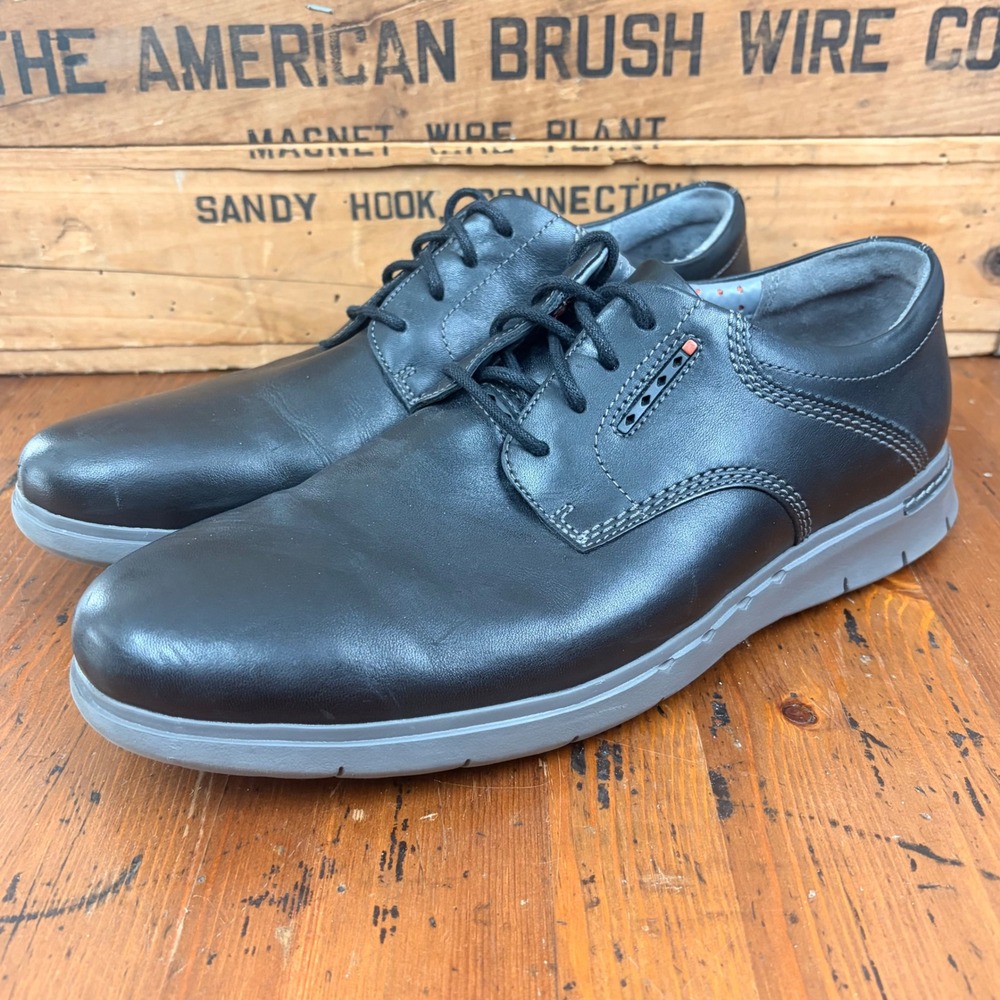Clarks 1825 Unstructured Mens 9 Un Kenneth Black‎ Leather Oxford Dress Shoes
